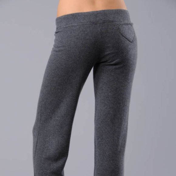 Juicy heathered grey 100% cashmere track pants w/ diamanté hearts size L - Picture 1 of 6